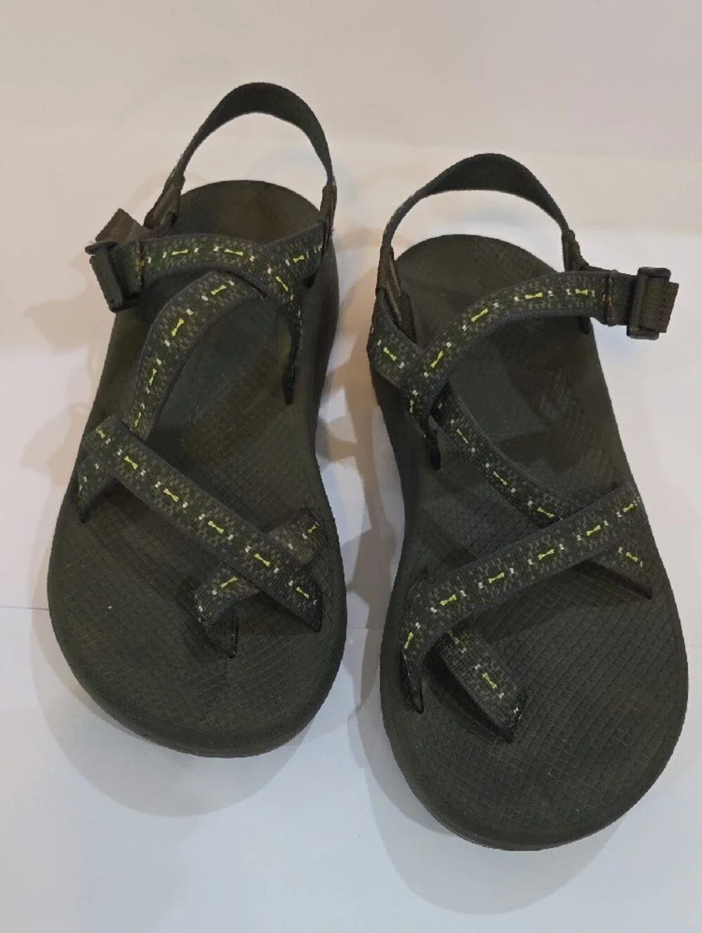 Chaco Men's Sport Sandals in Olive Green with Yellow Accent Size 12